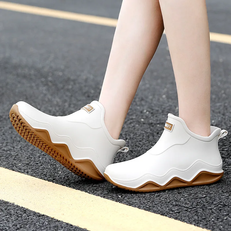

Waterproof Men's Low Cut Cotton Lined Rain Boots Lightweight Comfortable Anti-Slip Fashionable for Couples Spring Autumn