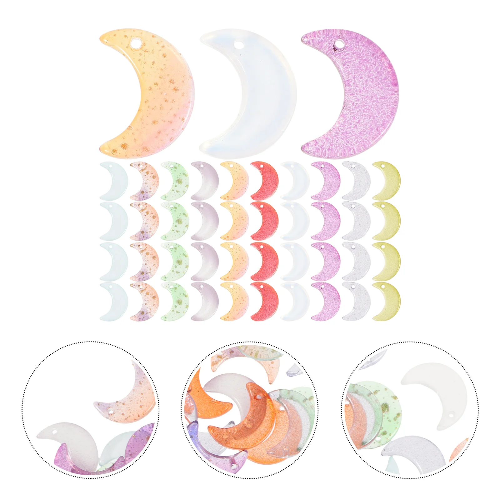 

100 Pcs Moon Charm Beads for Jewelry Making Craft Crescent Charms Large Hole Aesthetic