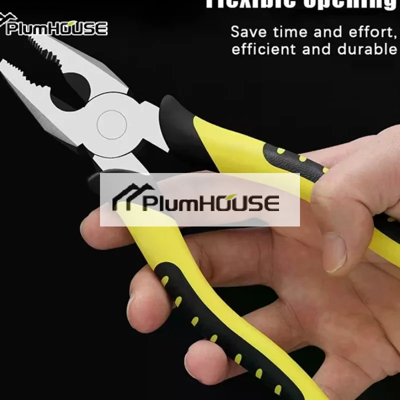 8 Inch Heavy Duty Combination Pliers Non Slip Handle Industrial Grade Durability For Home DIY Repair Projects