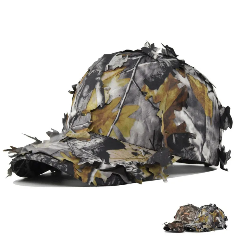 3D Realistic Leaf Camo Ghillie Baseball Cap, Breathable Camouflage Hat for Hunting Bird Watching Outdoor Sports Unisex