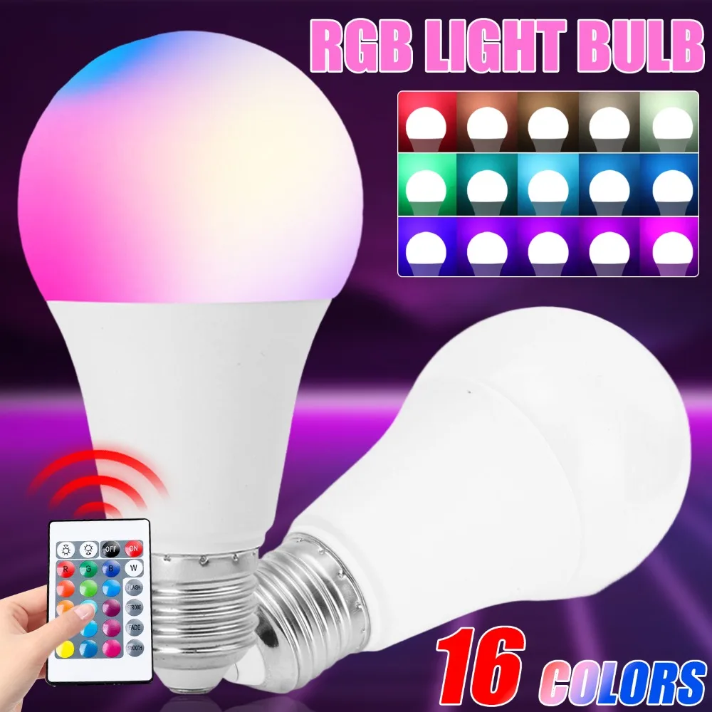 E27 LED Smart Bulb RGB Lamp Remote Control Dimmable LED Light Bulb 10W Low Power Consumption Energy-saving 220V Home Party Decor