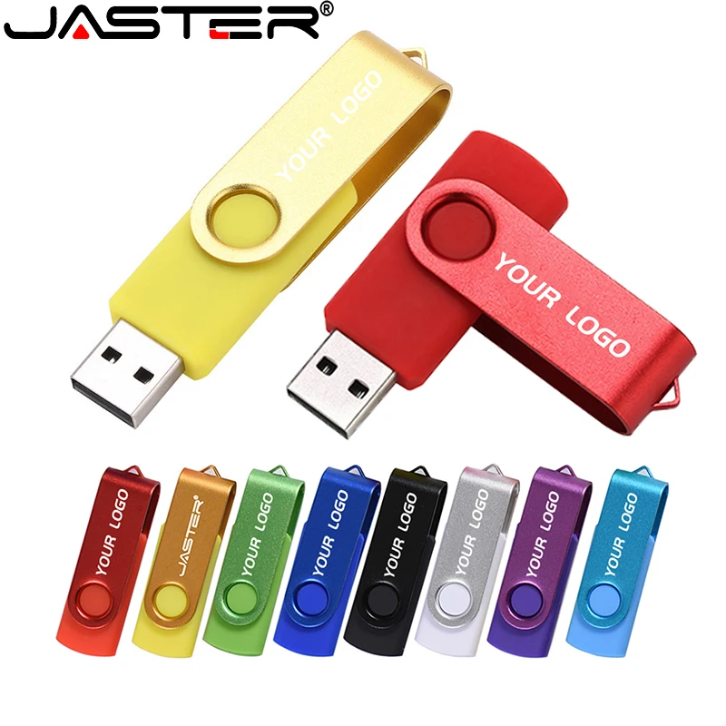 

JASTER Бесплатный индивидуальный логотип Поворотный пластиковый USB-накопитель 128 ГБ Pen Drive 64 ГБ с бесплатным кольцом для ключей Креативный подарок Память 8 ГБ