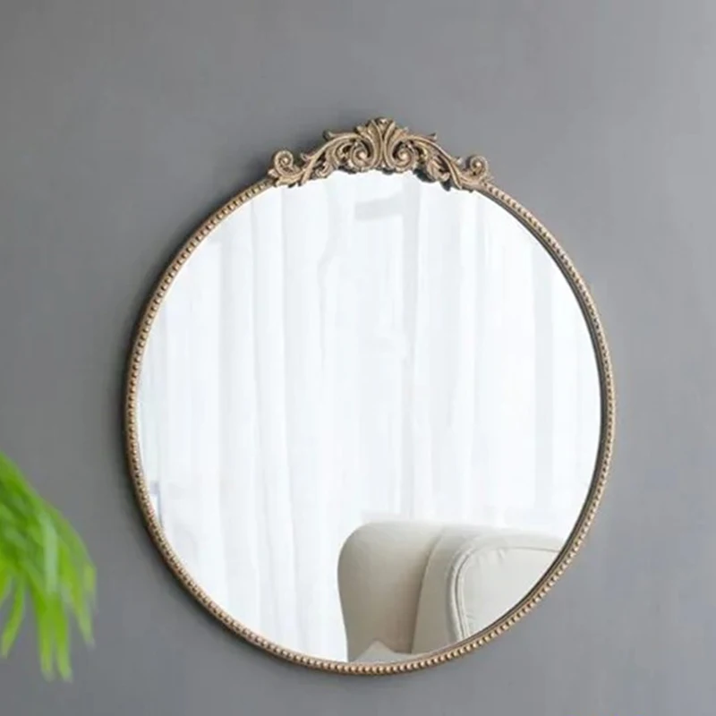 

Design Bedroom Mirror Bathroom Vintage Wooden Mirror Led Lighted Hanging Aesthetic Espejo Maquillaje Luz Room Decoration