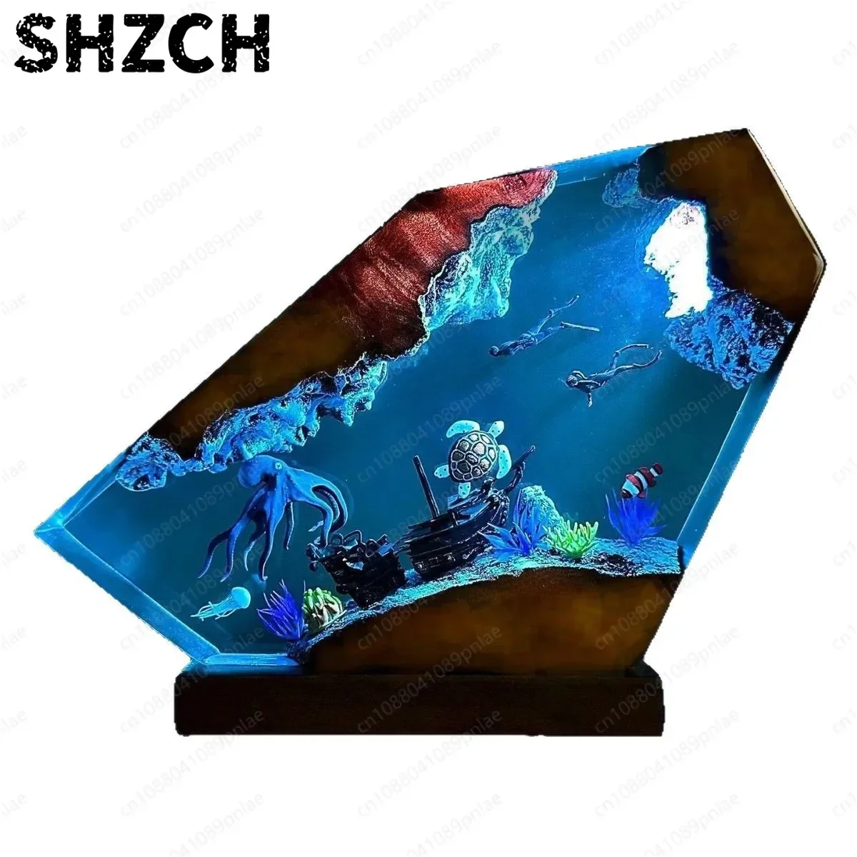 Christmas Gift Octopus & Turtle Resin Night Light - Couple Diver Explore Underwater Decor