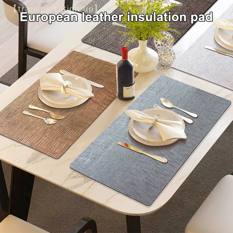 

1Pcs Washable Double Side PU Leather Placemat Texture Waterproof Heat-Resistant Table Mats Home Hotel Dining Table Decoration