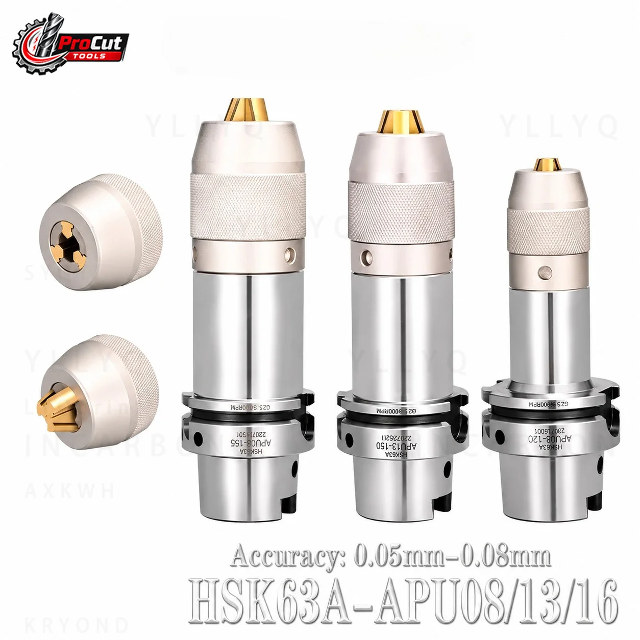 HSK63A Self Tightening Drill Chuck Tool Holder APU08 APU13 APU16 CNC Collet Chuck For CNC Drilling Machining Center
