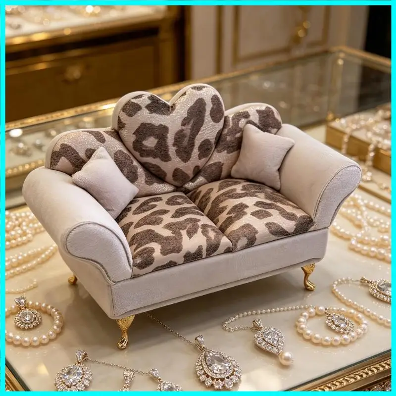 

Leopard Print Velvets Sofa Shaped Jewelry Box Beautiful Jewelry Case Jewelry Storage Organizers for Fashionable Jewelry Storage
