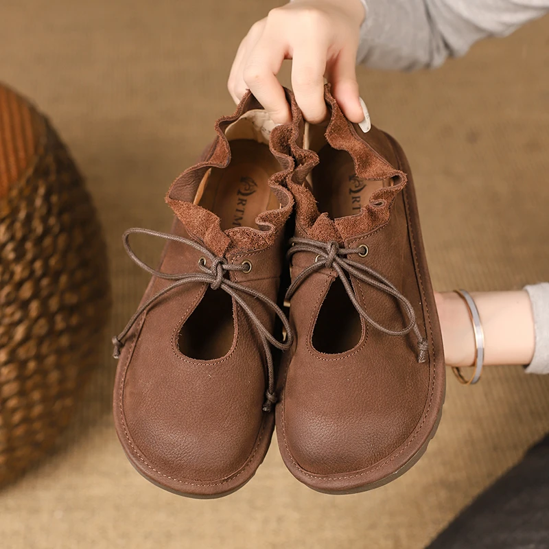 

Женские туфли ручной работы из натуральной кожи, на плоской подошве