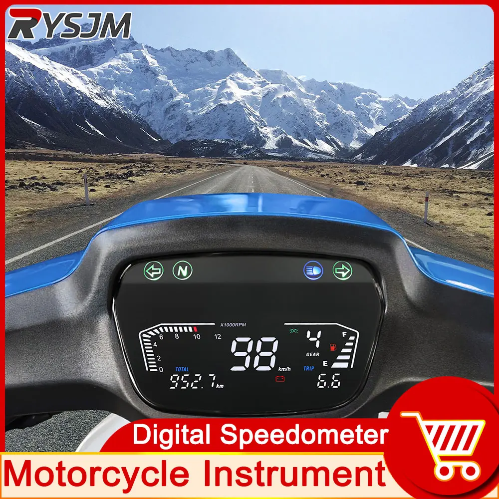 Motorcycle Odometer Digital Speedometer Meter LED 12000RPM Tachometer With 199 km/h Speed Meter Fuel Level Gauge For Honda EX90