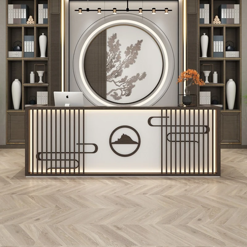 

New Chinese-style Checkout Counters Small Shop Solid Wood Front Desk Checkout Counters Reception Desk Furniture Kassa JT40C