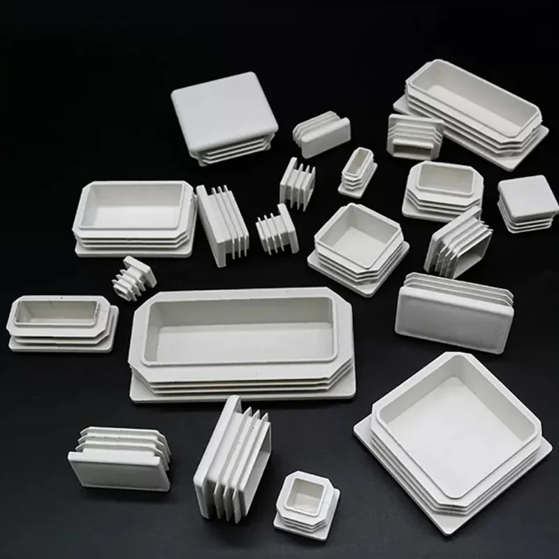 White Square Plugs Pipe Tube Cap Plastic Tubing End Cap Insert Blanking Stopper Rectangle Dust Cover13x13mm-100x100mm