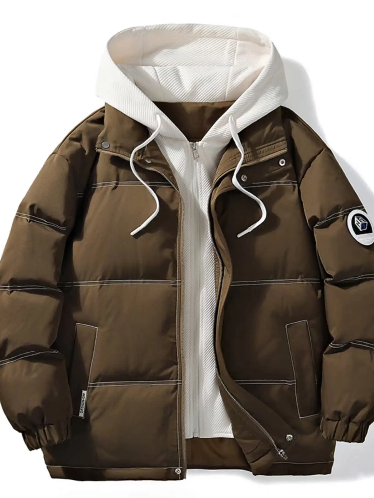 

Модная американская однотонная бейсбольная куртка-пилот для мужчин, свободная, из плотного хлопка, зимняя, в городском стиле, на молнии