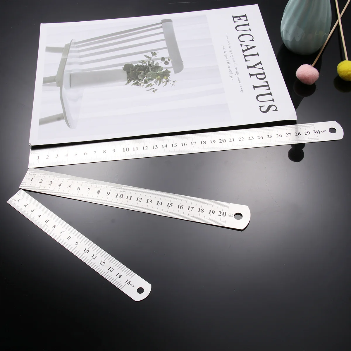 

6Pcs Double Scale Steel Ruler Measuring Tool for School Office Engineering High Accuracy Wear Resistant Straight Rulers 15cm