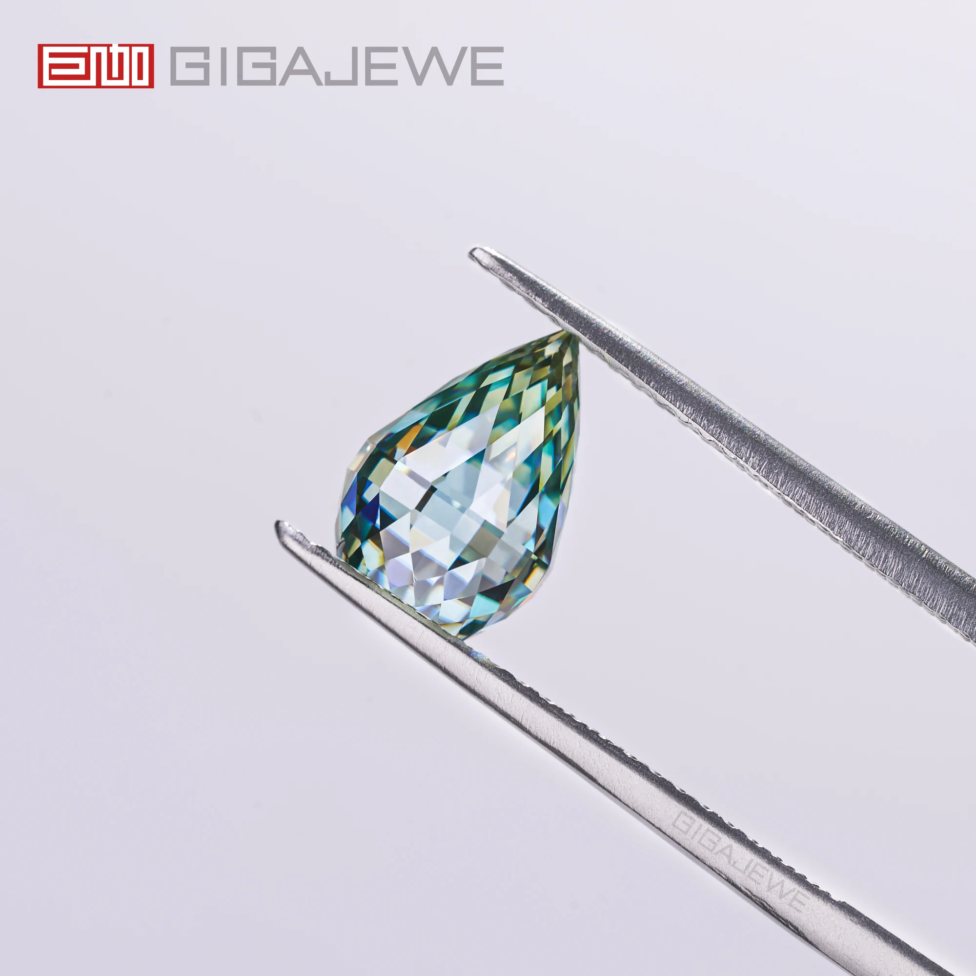 GIGAJEWE Briolette Pineapple Cut Cyan Color Moissanite PFL-remium Gems Loose Diamond Test Passed Gemstone For Jewelry Making