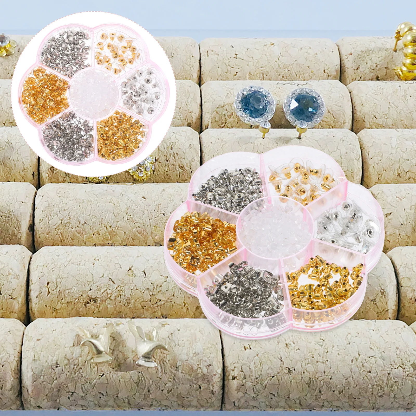 1 caja de respaldos de pendientes de silicona, soportes de repuesto para pendientes perforados seguros para pendientes pesados y caídos, respaldos de pendientes seguros