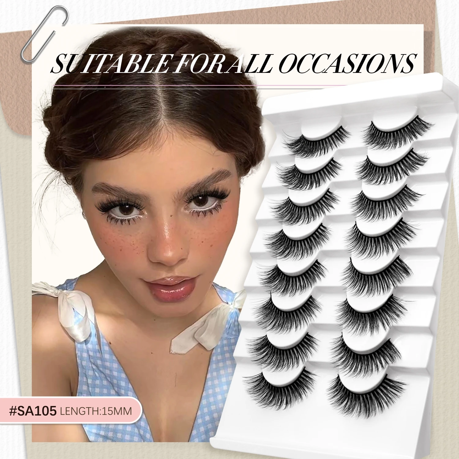 Veltrinay Wimpern Nerz Falsche Wimpern Natürliche Wispy Lashes Weiche Faux Nerz Wimpern Plüsch Falsche Wimpern Make-up