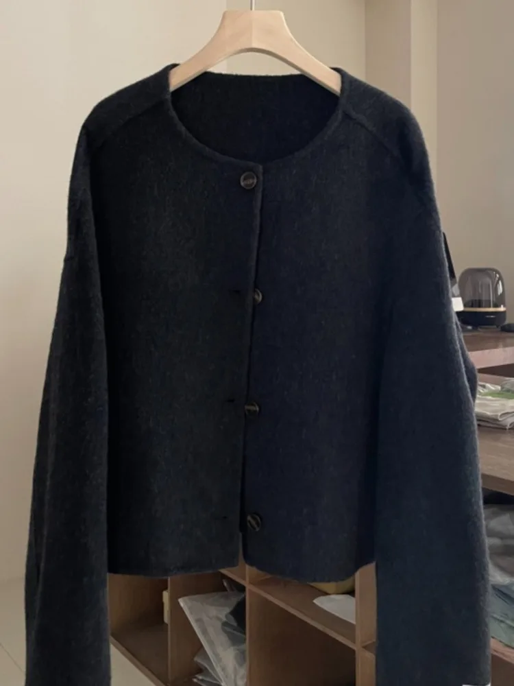 ZMEENNA Damen-Jacke aus Wollmischung, lockere Passform, lange Ärmel, Knopfleiste vorne, lässig, schick, Herbst-Winter-Oberbekleidung, warm, ZM3421