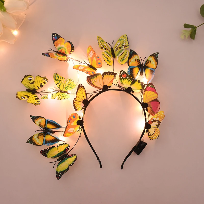 Glowing Butterfly Headband with LED Lights Baby Shower Birthday Decorations Girls Butterfly Hairbands Wedding Bridesmaids Gifts