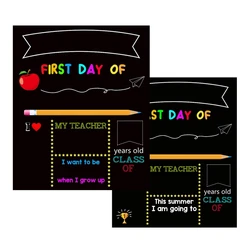 First & Last Days of School Chalkboard, 1st Day of School Sign Reusable, 12 10 inch Double Sided Back to School Board