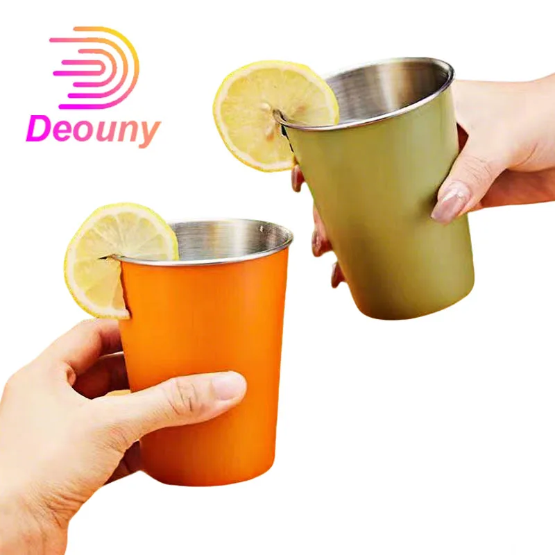 DEOUNY 6PCS 304 Stainless Steel 350ML Cup Disposable Single-layer Cup Wine Glass Tumbler