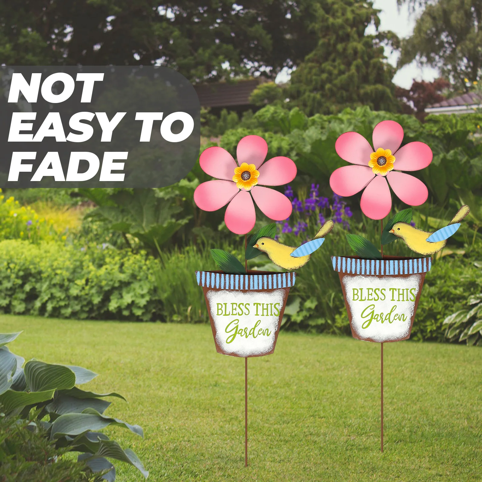 

Garden Metal Flower Decor Outdoor Yard Decoration Sunflower Ornament Rotating For Lawn Party Scene Garden Windmill Inserting