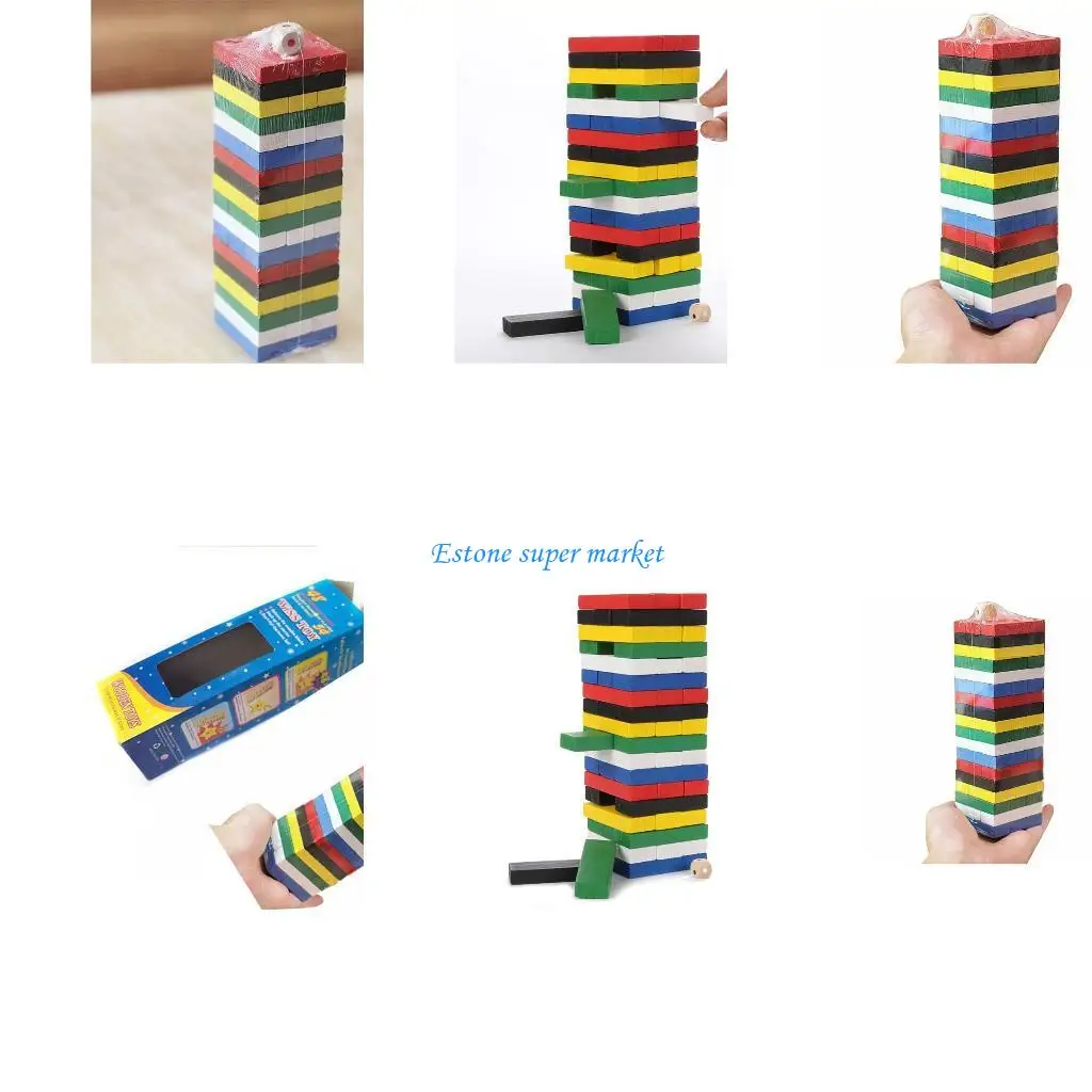 090B 感覚木製ビルディングブロックスタッキングボードゲーム用非毒性水塗装ブロック傾きボードゲーム子供用パー