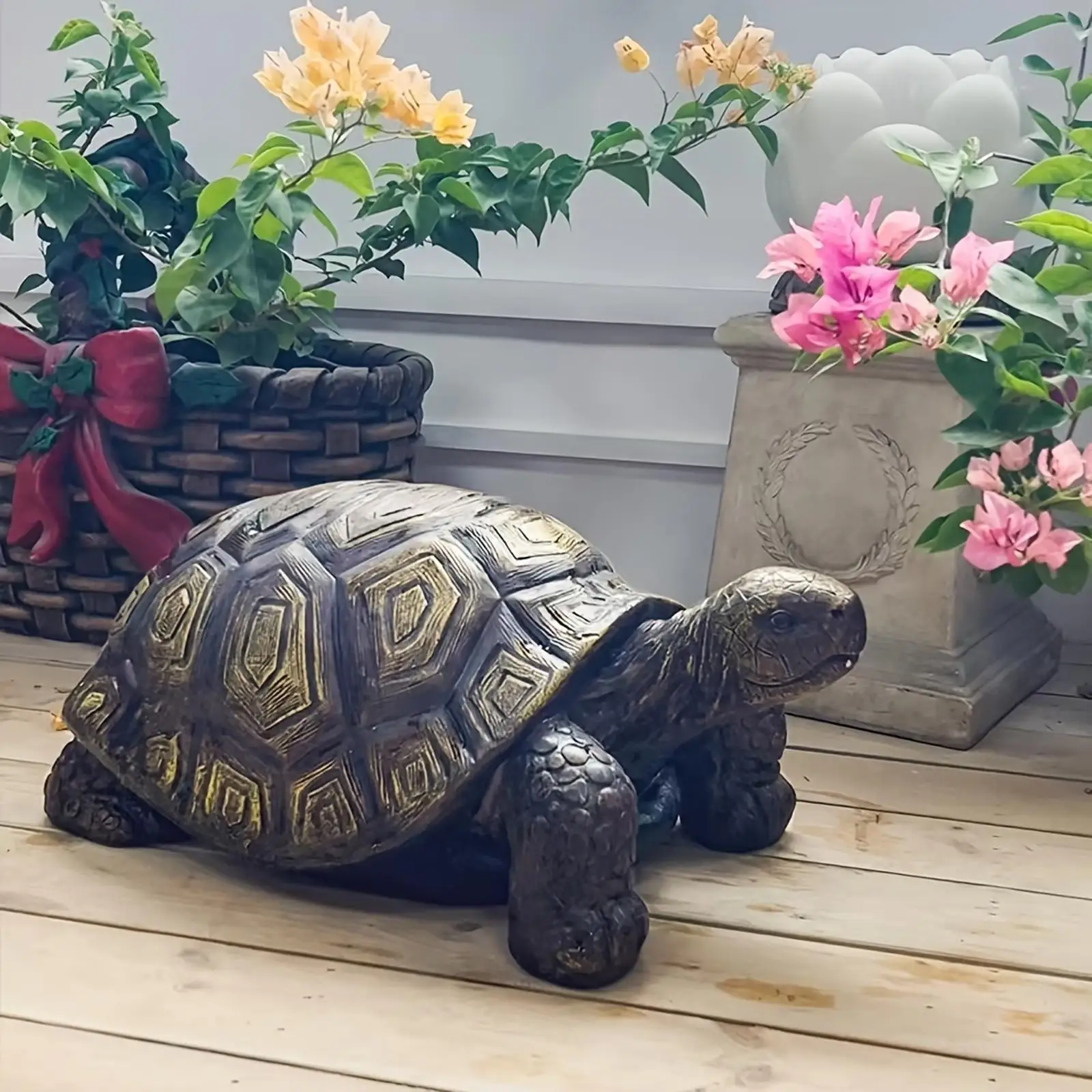 

21.3" Large 3D Turtle Statue - Realistic Resin Garden Sculpture with