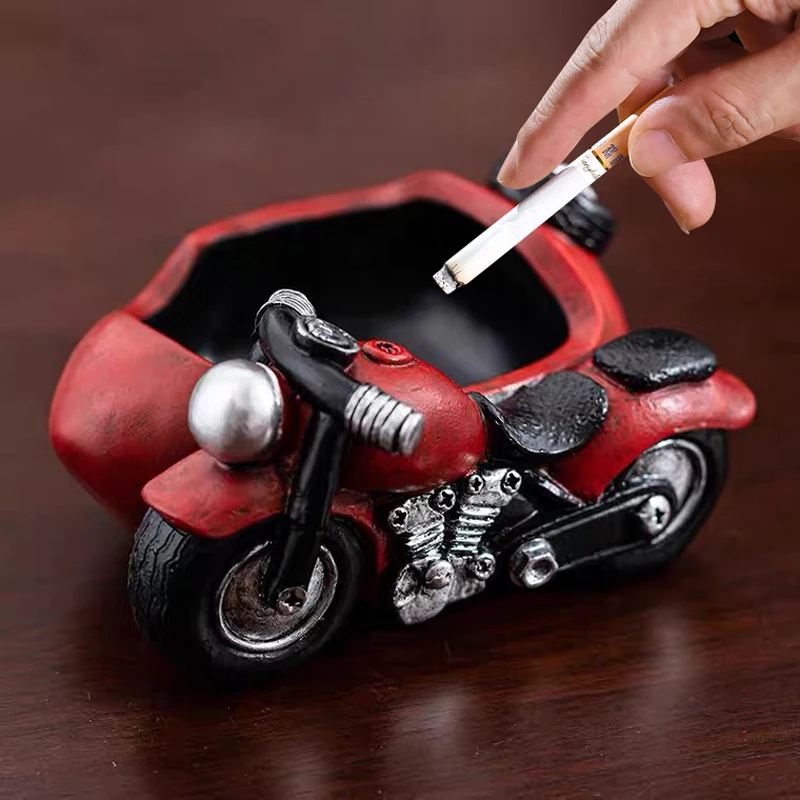 

Retro motorcycle anti-flying ashtray creative personality trend home living room office ins style high-end sense ashtray