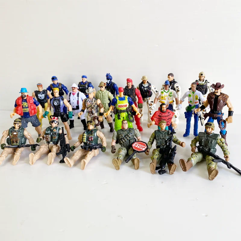 Soldados das Forças Especiais Action Figures Jogo, Bombeiro, Explorador, Caçador, Arma Militar, Modelo Brinquedos para Criança, Menino Presente, Homens do Exército, 24x