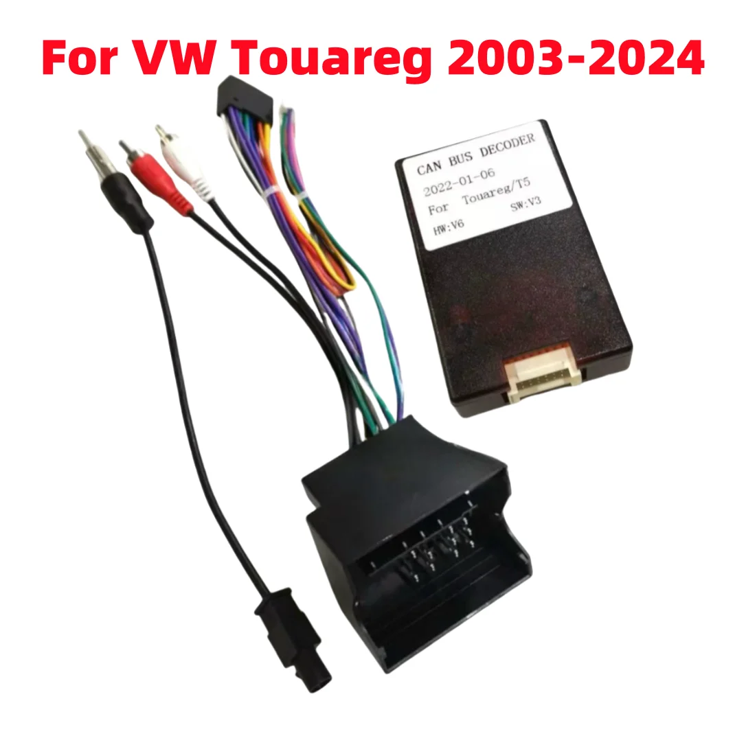 Canbus Box For VW Volkswagen Touareg/ T5 2003-2024 Android 2 Din GPS Car Radio Stereo 16 Pin Power Wiring Harness Cable Adapter