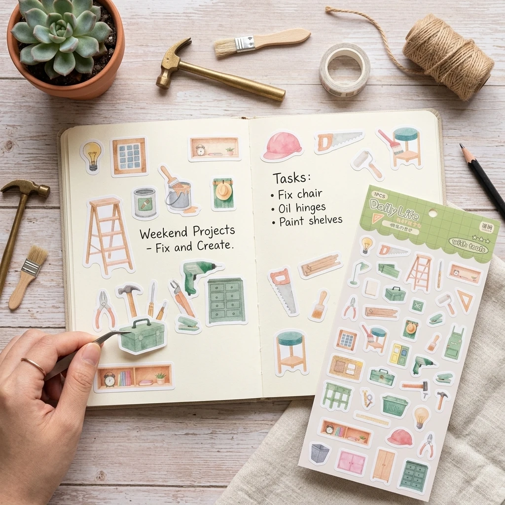 DIY Sticker Sheet For Journal Decoration 9x17.5cm PET Material With Rich Patterns For Scrapbooking And Gift Wrapping