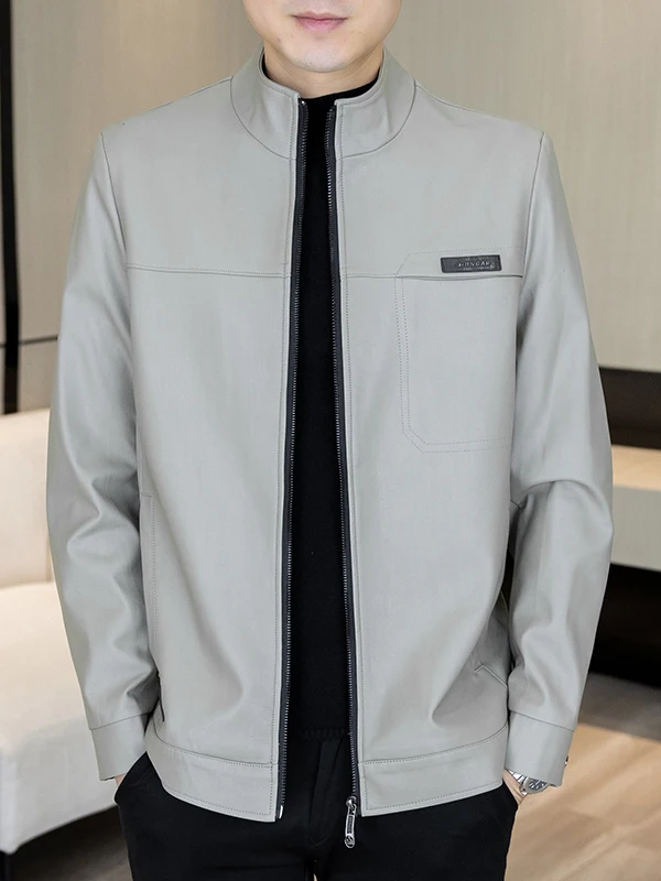 

Casual Sle Men's Jaet 2025 Spring Autumn Slim Fit Stand Collar Korean Version Lightweight Outerwear for Young Men