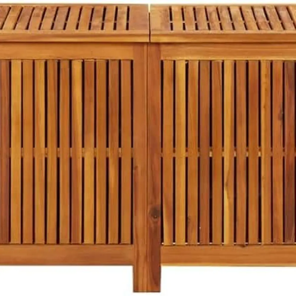 Caixa de deck de madeira de acácia - 59 x 19,6 x 22,8, armazenamento para pátio externo, almofada e organizador de ferramentas de jardim, marrom