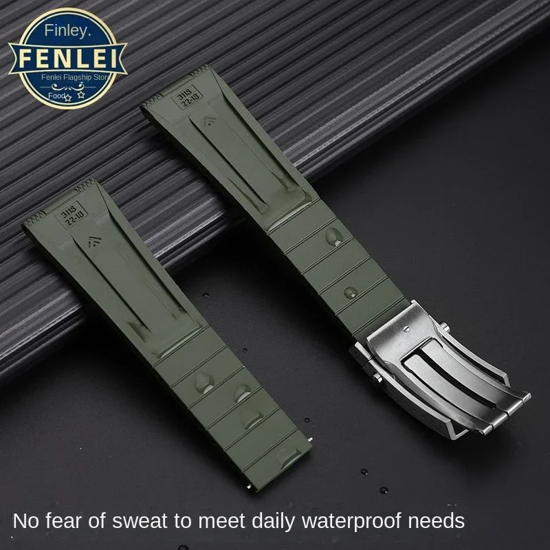 For Breitling Soft Rubber Waterproof Strap 22x18mm New Super Ocean Navigator/Avenger A17376211 Folding Buckle Watchband 22mm