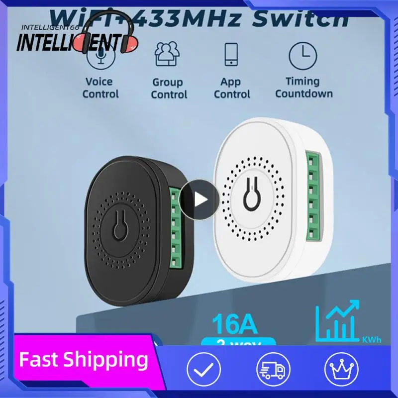 Tuya 16A Wifi + RF 433 Mini Switch With Power Mornitor Double-way Timer Relay Smart Life Breaker Work With Alexa Home