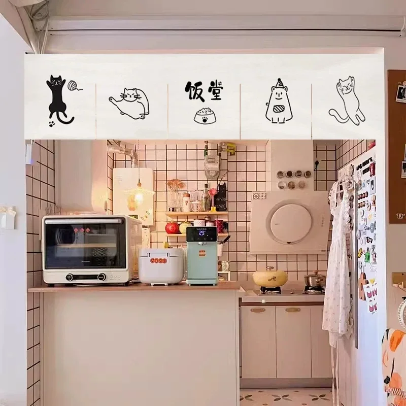 VIKAMA Japanese Style Kitchen Triangle Hanging Flag Door Curtain Decoration Partition Short Curtain Izakaya Door Decoration