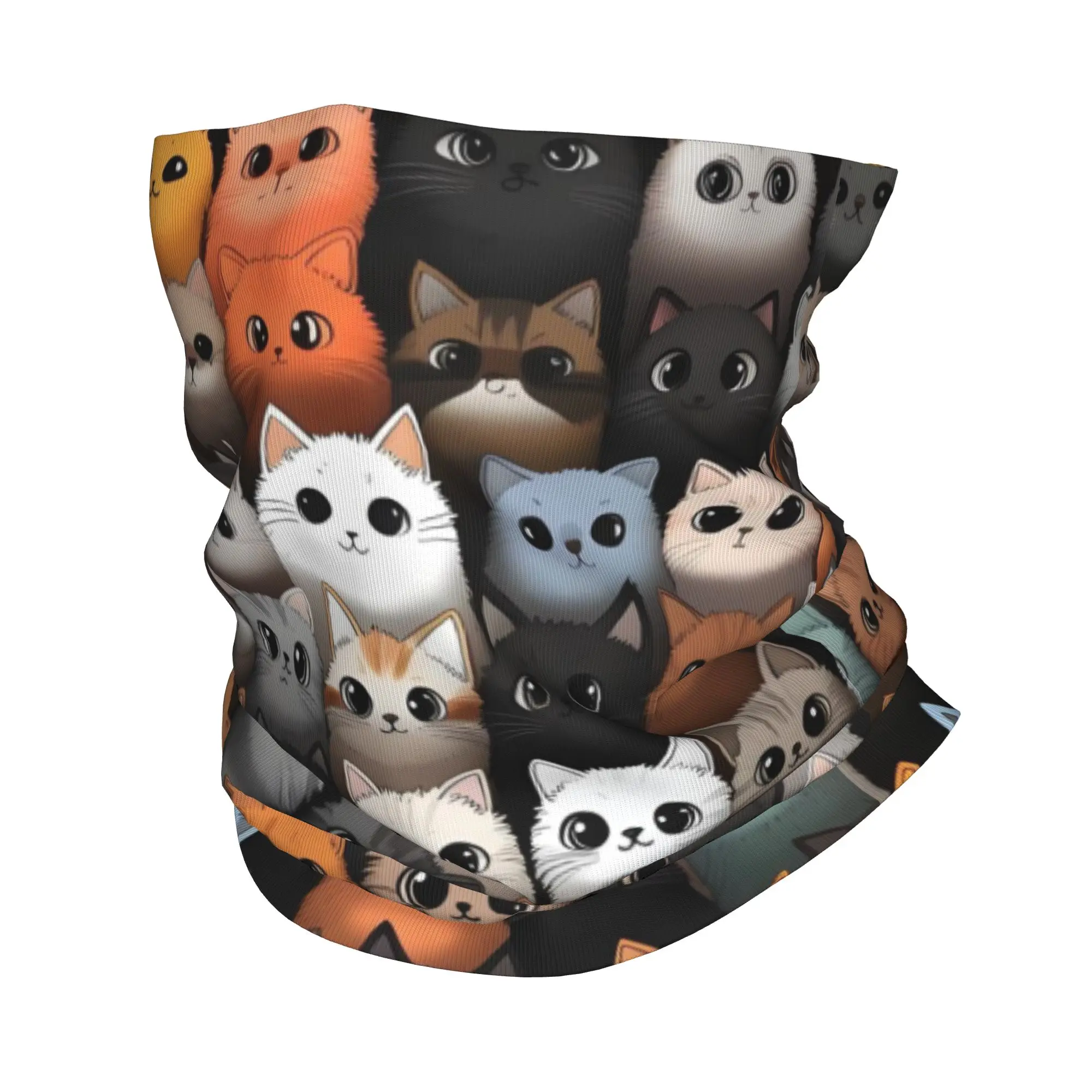 Custom Cute Black Cat Bandana Winter Neck Warmer Windproof Wrap Face Scarf for Hiking Adorable Kitten Pet Lovers Gaiter Headband