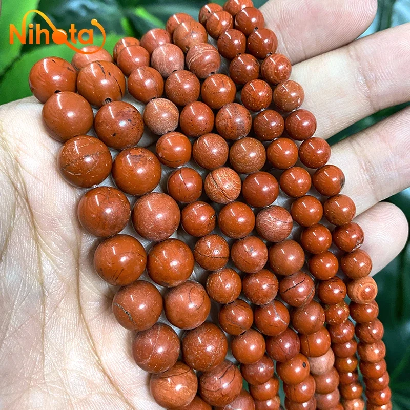 السلس الطبيعي المحمر البني جاسبرز الخرز المستديرة 4/6/8/10/12 مللي متر DIY بها بنفسك صنع المجوهرات سوار أقراط اكسسوارات 15 ''ستراند #2