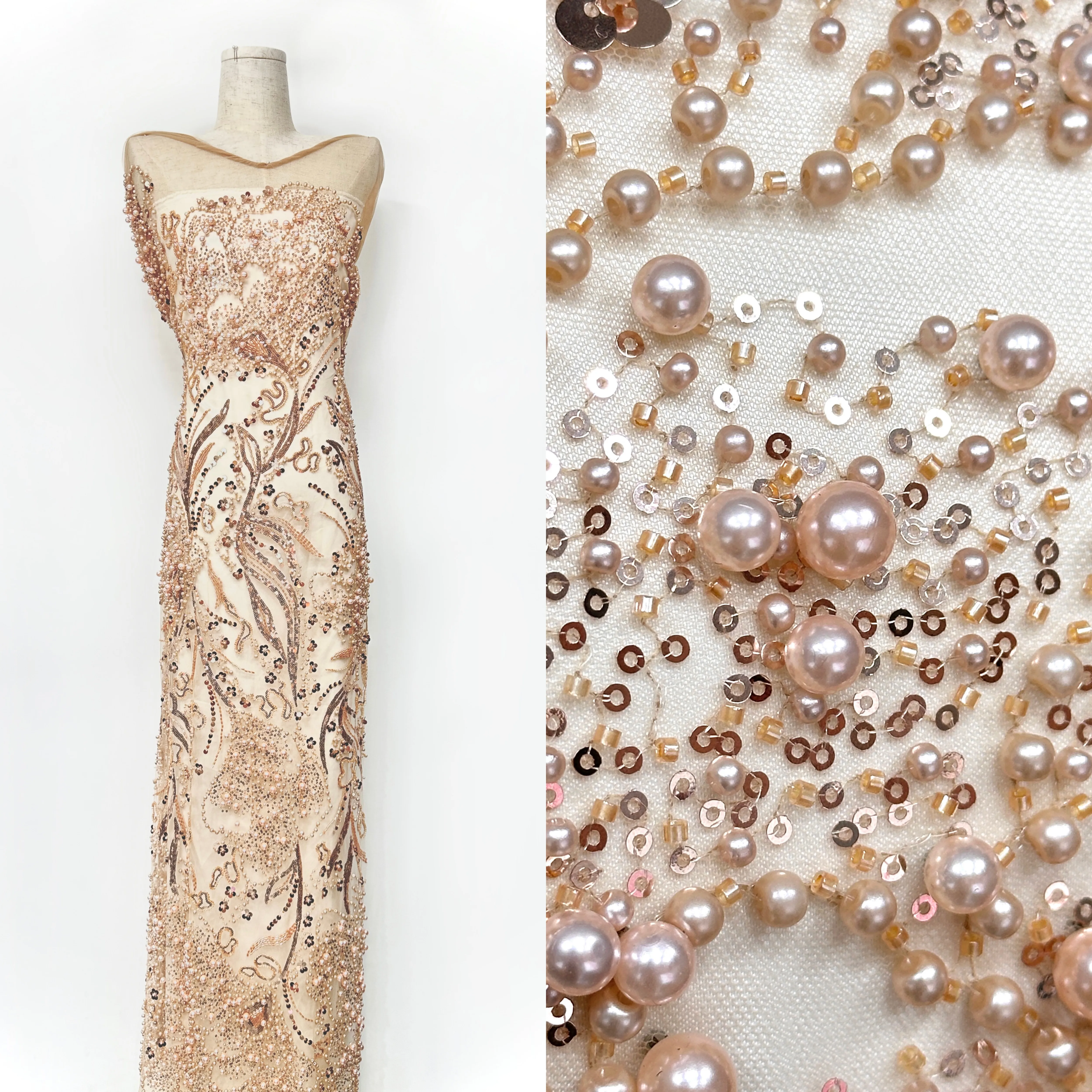 

Роскошные тяжелые бусины и блестки, вышивка, кружевная ткань, 5 ярдов, тюль для свадебной вечеринки, нигерийское шитье, празднования