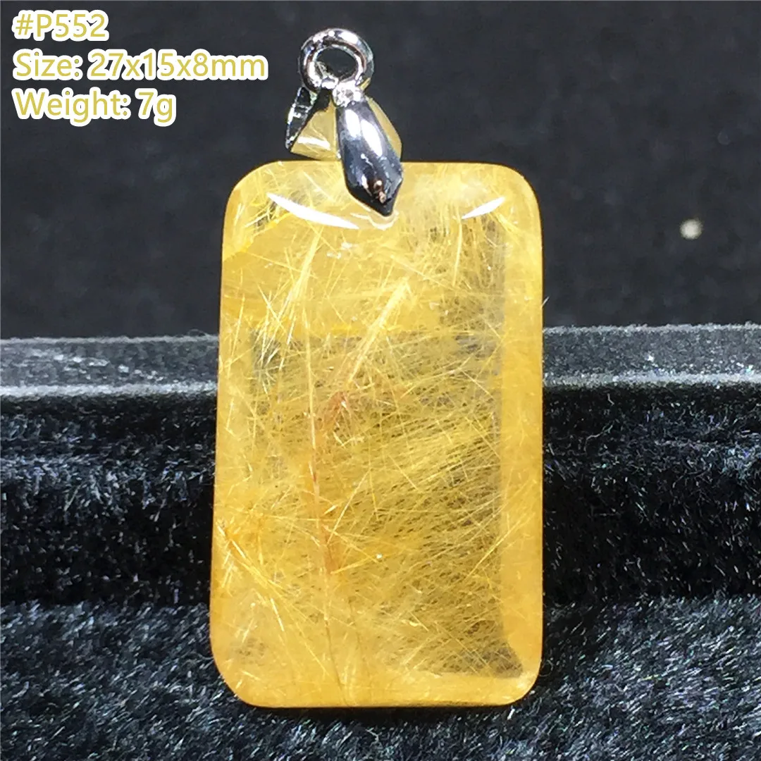 Top Natural Gold Rutilated Quartz Pendant For Women Man Crystal Beads Silver Love Luck Wealth Gift Stone Gemstone Jewelry AAAAA