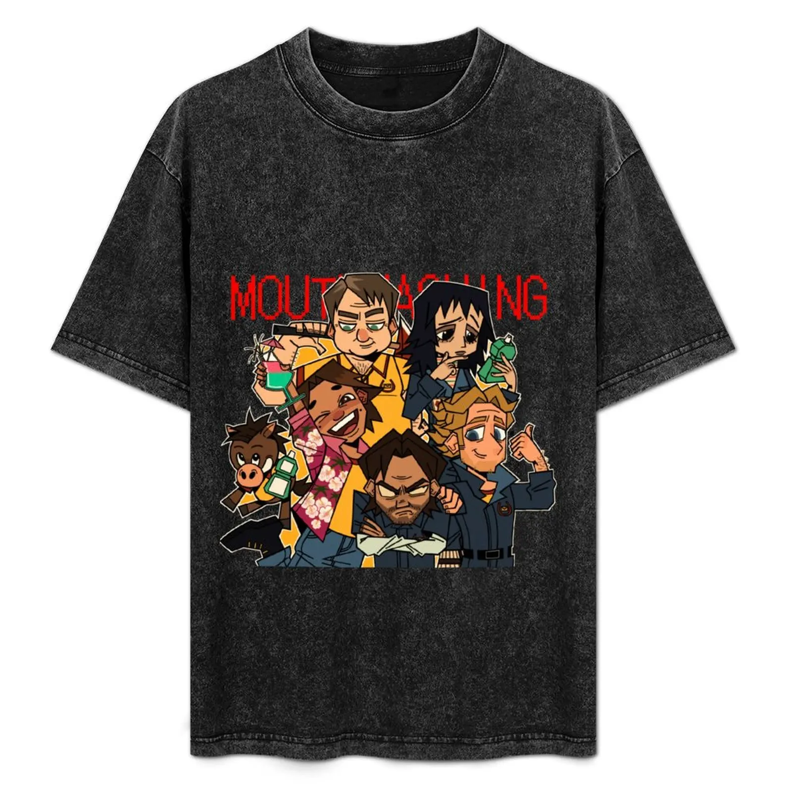 

mouthwashing characters T-Shirt Active Sports Short Sleeve Cotton Shirt