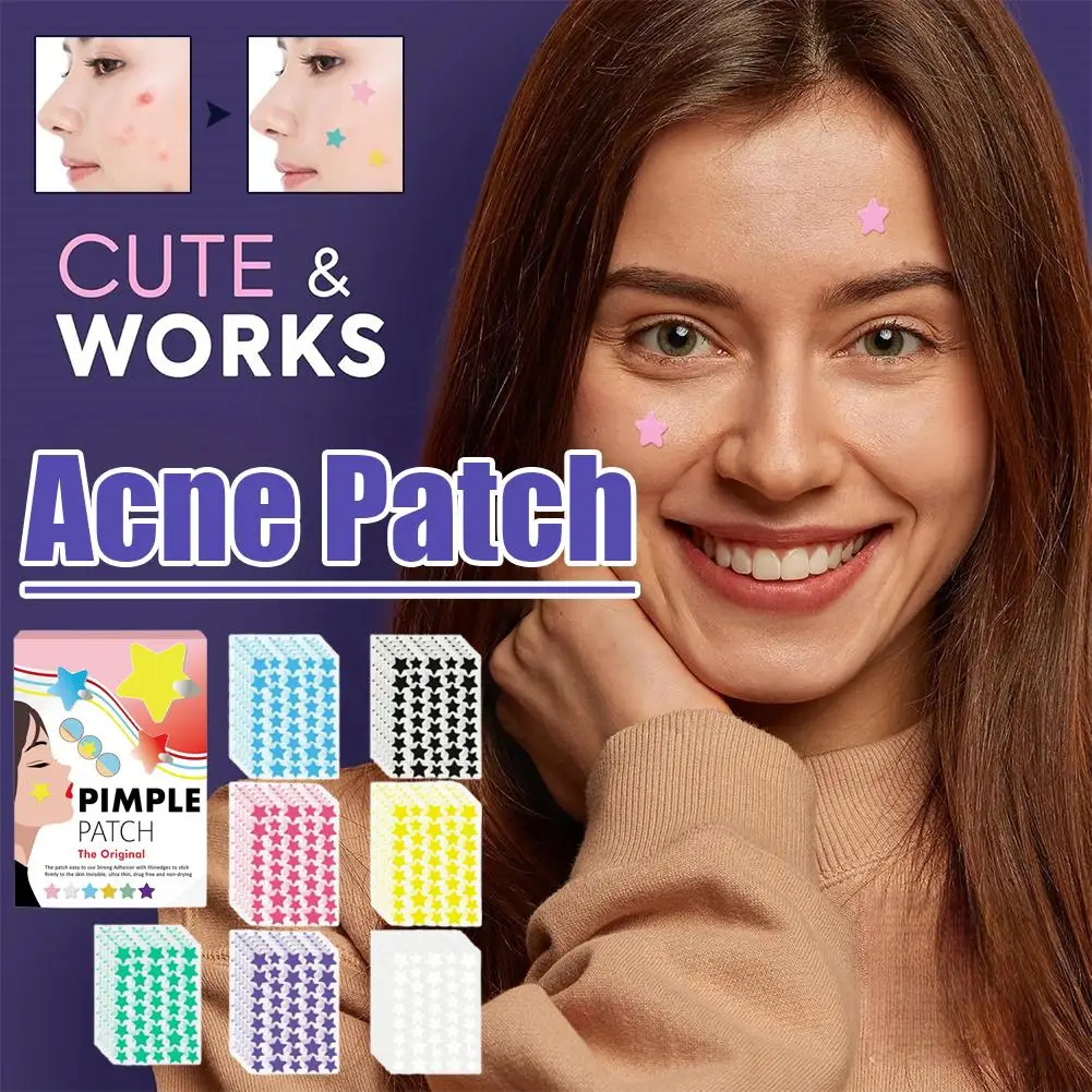 560pcs Colorful Star Pimple Removal Sticker Invisible Breathable Hydrocolloid Acne Patch Anti-Acne Spots Marks Concealer Makeup