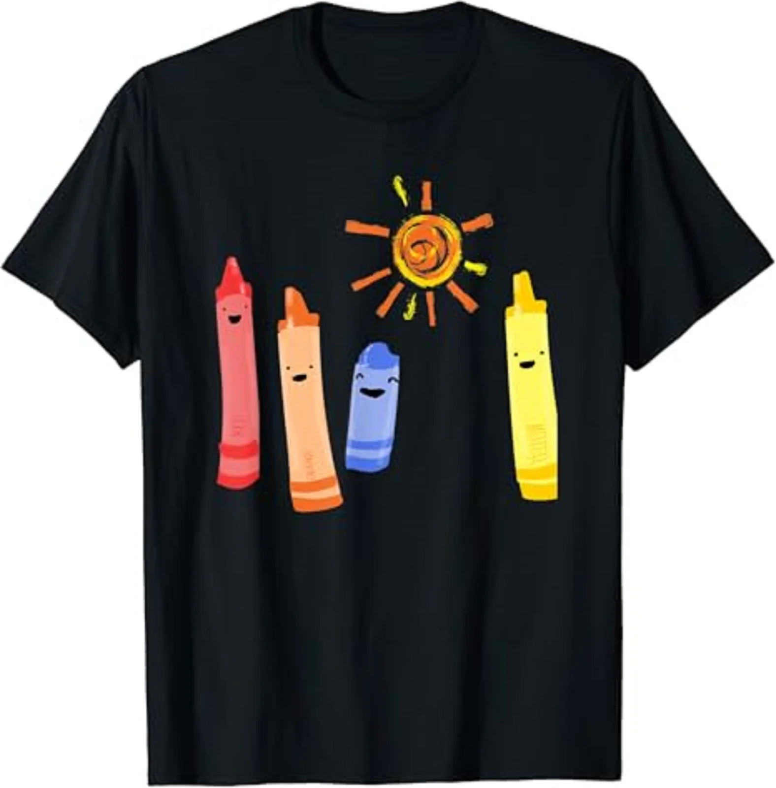 Crayons And Sun Art Lover Fun Colored T-Shirt Size S-5XL