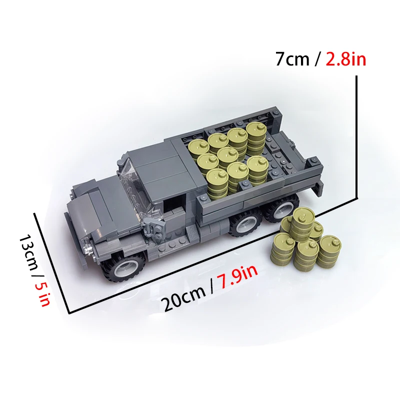 WWII RU Military Oil Transport Truck MOC Building Blocks URAL 6X6 Military Off road Vehicle DIY Zabawka do montażu dla dzieci dla chłopców