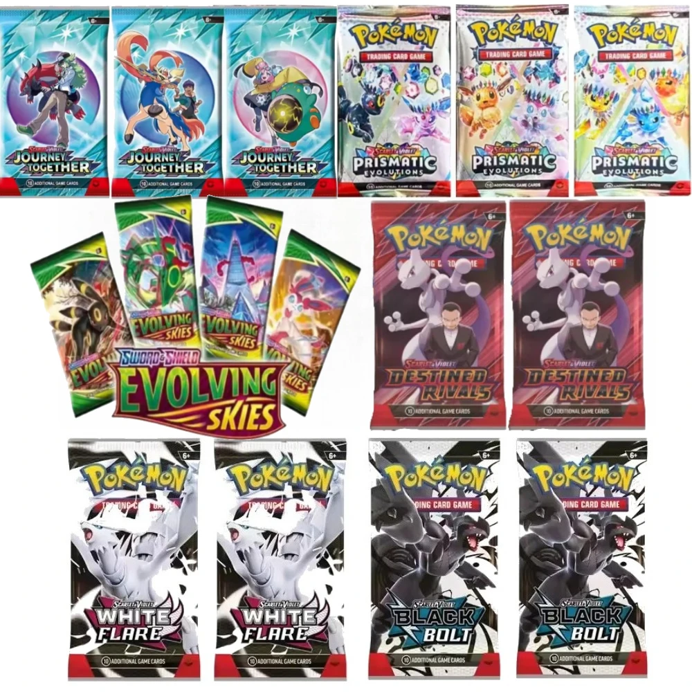 10 Pokémon Card Packs, Bright Stars,151 Prismatic Evolutions,PALDEAN FATES,English Reinforcement,Battle Transaction Card Gift