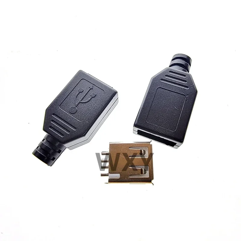 5/10/20Pcs USB Type A Male Female 4 Pin Soldering Plug Socket Connector With Plastic Cover Type-A DIY Kits Black