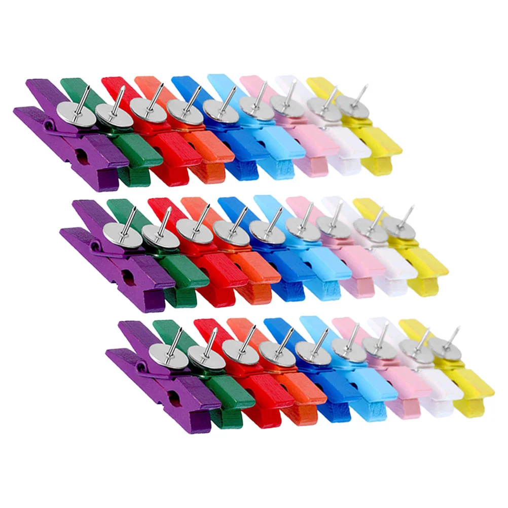 50 pçs clipes de pino de madeira colorido bonito alfinetes diversão polegar tachas para quadro de avisos parede cortiça para escritórios escola classroo