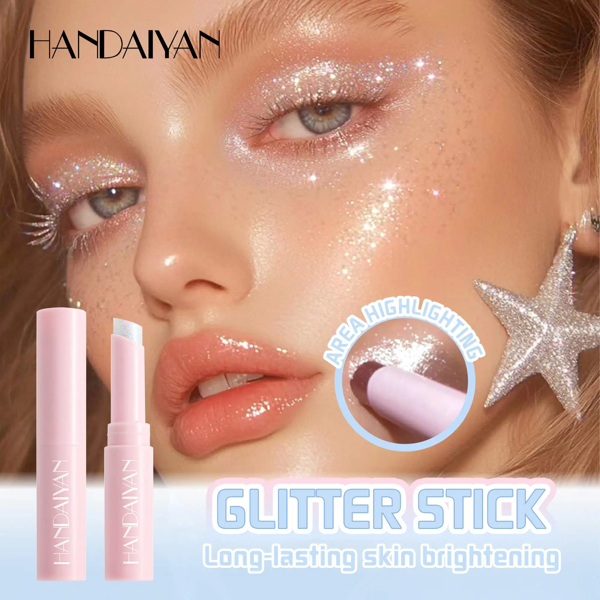 Jelly glitter vara sombra de olho monocromático pérola diamante brilho acabamento lilás área destaca longa duração brilho da pele vara