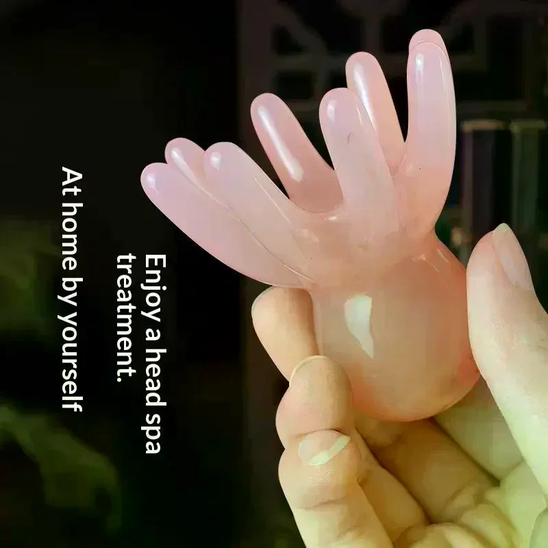 Hand-Polished Resin Octopus Massage Comb Meridian Scalp Scraping Gua Sha Tool for Gentle Head Care Relaxation