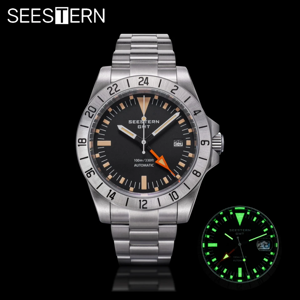 時計 SEESTERN automatic SEESTERN GMT Retro Watch for Men NH34 Automatic Movement